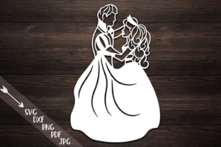 Cinderella Paper Cutting Template, Bride and Groom