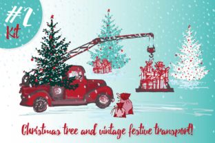 Hand-Drawn Sketch Christmas Tree & Vintage Festive Transport: Timeless Charm for Modern Creators